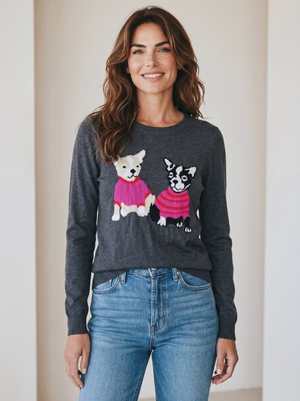 J.Crew Mercantile Corgi Chihuahua Dog Intarsia Novelty Sweater